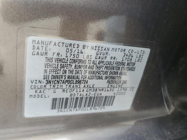 Photo 11 VIN: 3N1CN7AP0GL896724 - NISSAN VERSA S 