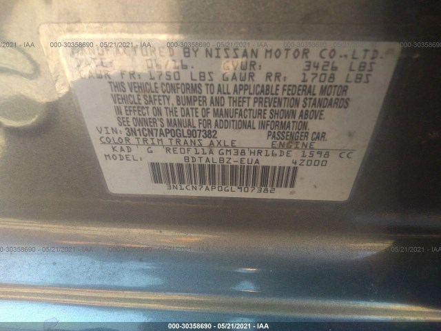 Photo 8 VIN: 3N1CN7AP0GL907382 - NISSAN VERSA 