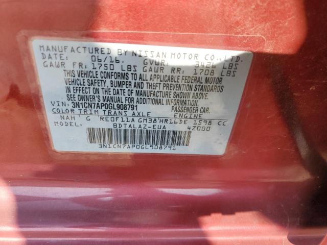 Photo 11 VIN: 3N1CN7AP0GL908791 - NISSAN VERSA 