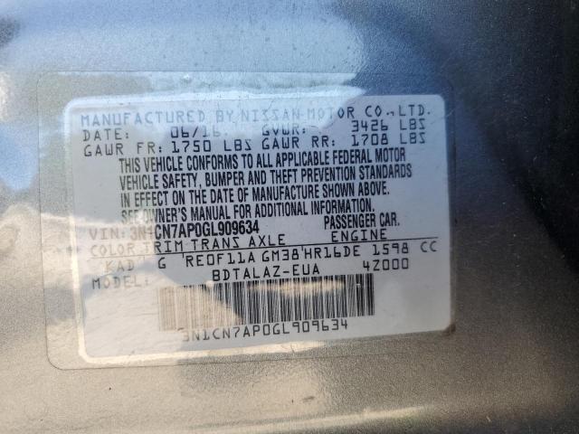 Photo 12 VIN: 3N1CN7AP0GL909634 - NISSAN VERSA 