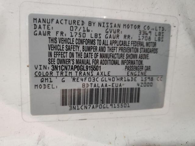 Photo 11 VIN: 3N1CN7AP0GL915501 - NISSAN VERSA 