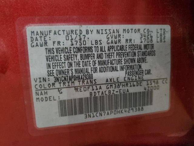 Photo 11 VIN: 3N1CN7AP0HK429388 - NISSAN VERSA S 