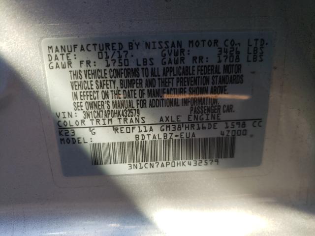 Photo 9 VIN: 3N1CN7AP0HK432579 - NISSAN VERSA S 