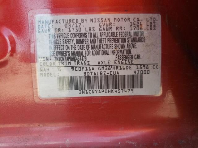 Photo 9 VIN: 3N1CN7AP0HK457479 - NISSAN VERSA S 