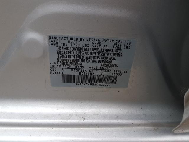 Photo 9 VIN: 3N1CN7AP0HK465064 - NISSAN VERSA S 