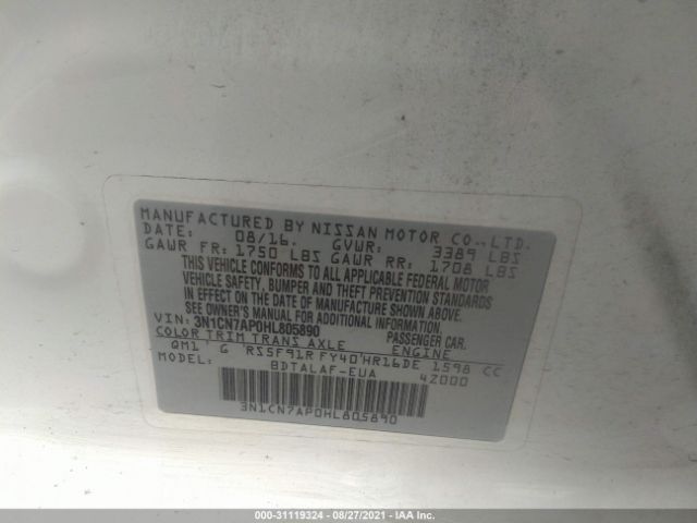 Photo 8 VIN: 3N1CN7AP0HL805890 - NISSAN VERSA SEDAN 