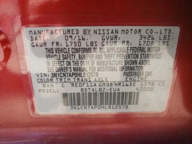 Photo 9 VIN: 3N1CN7AP0HL812578 - NISSAN VERSA S 