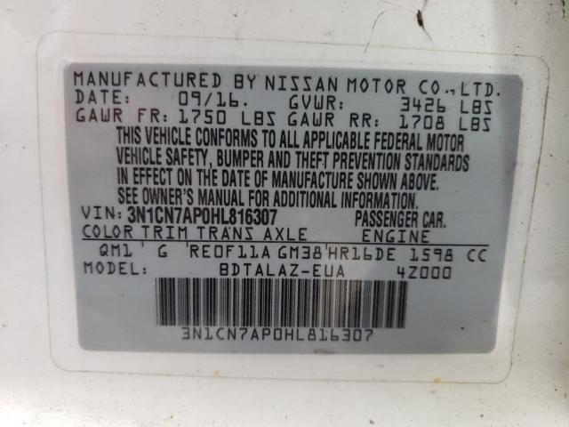 Photo 9 VIN: 3N1CN7AP0HL816307 - NISSAN VERSA S 