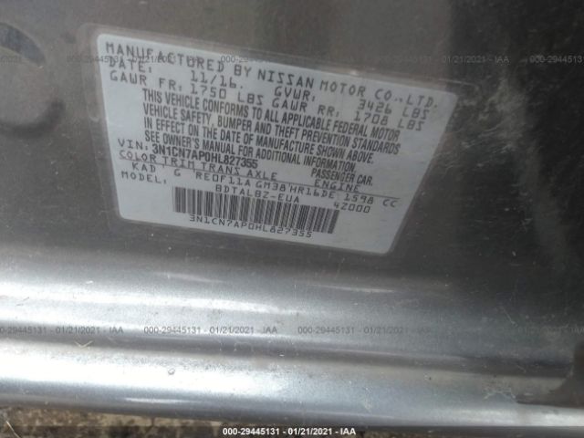 Photo 8 VIN: 3N1CN7AP0HL827355 - NISSAN VERSA SEDAN 