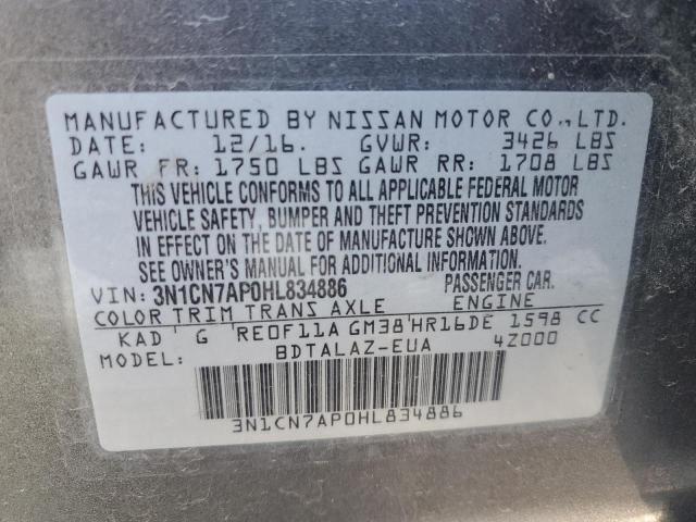 Photo 12 VIN: 3N1CN7AP0HL834886 - NISSAN VERSA 