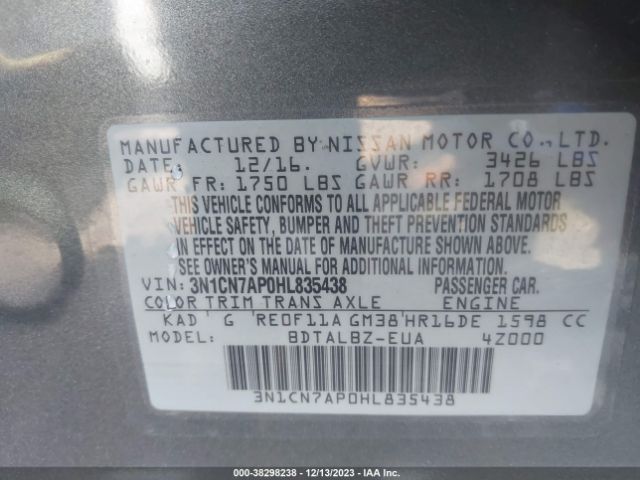 Photo 8 VIN: 3N1CN7AP0HL835438 - NISSAN VERSA 