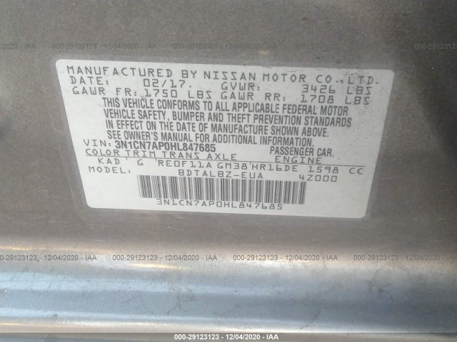 Photo 8 VIN: 3N1CN7AP0HL847685 - NISSAN VERSA SEDAN 