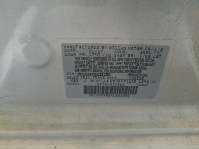 Photo 9 VIN: 3N1CN7AP0HL851350 - NISSAN VERSA S 