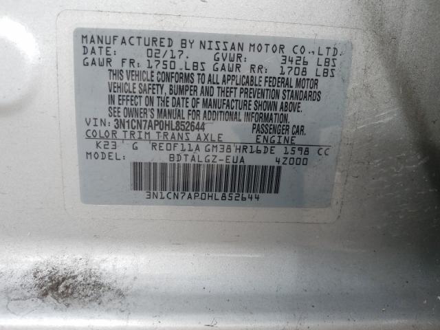 Photo 9 VIN: 3N1CN7AP0HL852644 - NISSAN VERSA S 