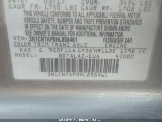 Photo 8 VIN: 3N1CN7AP0HL858461 - NISSAN VERSA SEDAN 