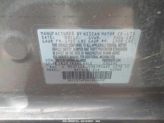 Photo 8 VIN: 3N1CN7AP0HL864602 - NISSAN VERSA SEDAN 