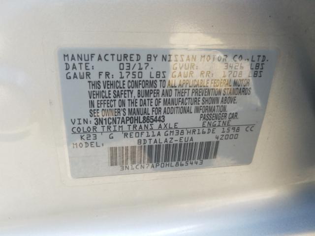 Photo 9 VIN: 3N1CN7AP0HL865443 - NISSAN VERSA S 