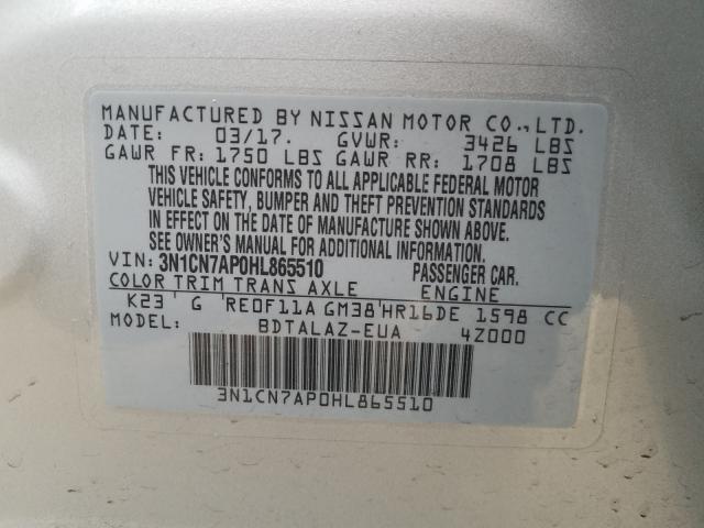 Photo 9 VIN: 3N1CN7AP0HL865510 - NISSAN VERSA S 