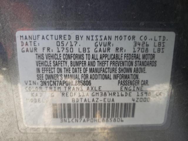 Photo 9 VIN: 3N1CN7AP0HL885806 - NISSAN VERSA S 