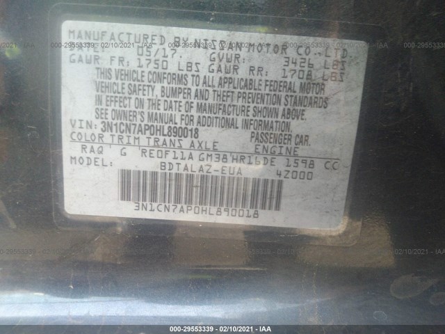 Photo 8 VIN: 3N1CN7AP0HL890018 - NISSAN VERSA SEDAN 