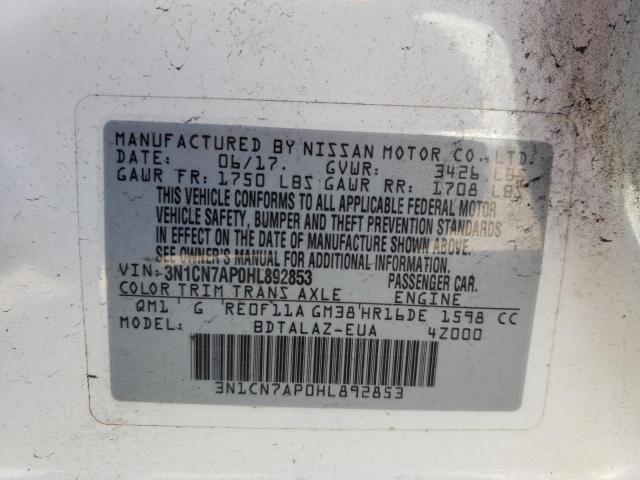 Photo 11 VIN: 3N1CN7AP0HL892853 - NISSAN VERSA 