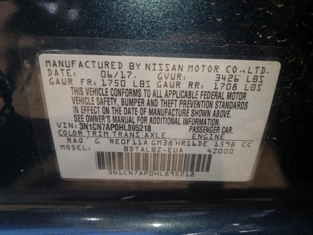 Photo 9 VIN: 3N1CN7AP0HL895218 - NISSAN VERSA S 