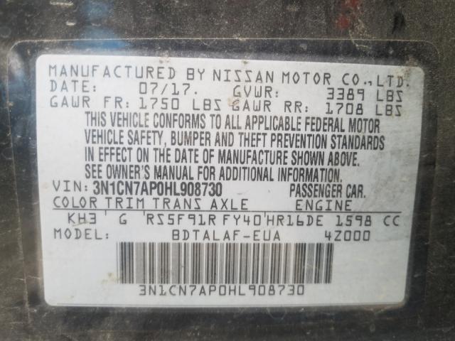 Photo 9 VIN: 3N1CN7AP0HL908730 - NISSAN VERSA S 