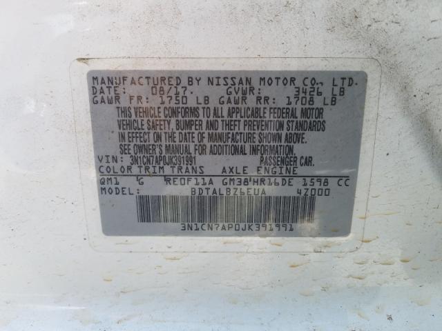 Photo 9 VIN: 3N1CN7AP0JK391991 - NISSAN VERSA S 