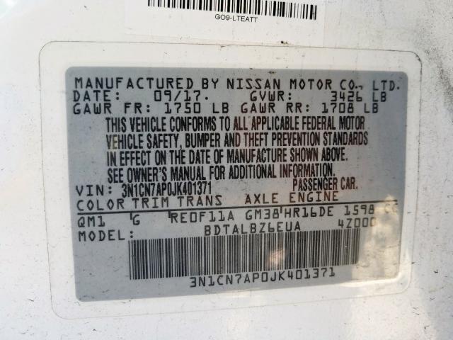 Photo 9 VIN: 3N1CN7AP0JK401371 - NISSAN VERSA S 