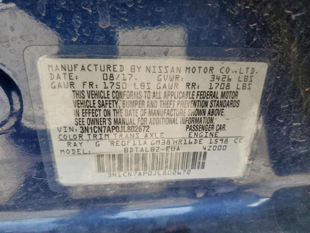 Photo 12 VIN: 3N1CN7AP0JL802672 - NISSAN VERSA S 