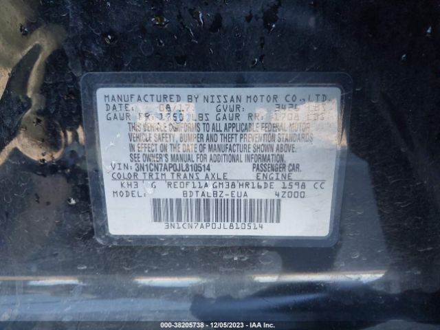 Photo 8 VIN: 3N1CN7AP0JL810514 - NISSAN VERSA 