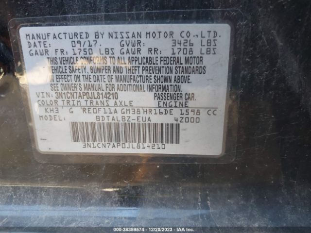 Photo 8 VIN: 3N1CN7AP0JL814210 - NISSAN VERSA 