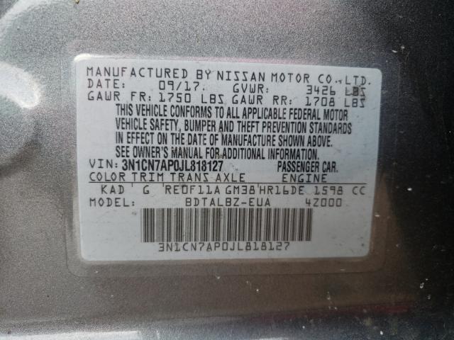 Photo 9 VIN: 3N1CN7AP0JL818127 - NISSAN VERSA S 