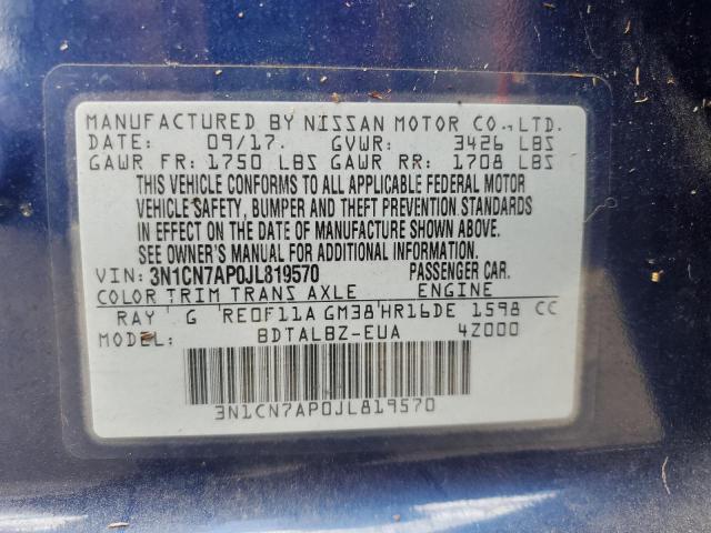 Photo 9 VIN: 3N1CN7AP0JL819570 - NISSAN VERSA S 