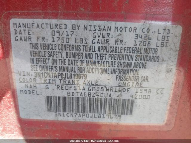 Photo 8 VIN: 3N1CN7AP0JL819679 - NISSAN VERSA 