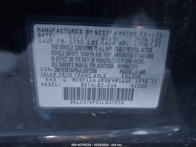 Photo 8 VIN: 3N1CN7AP0JL837258 - NISSAN VERSA 