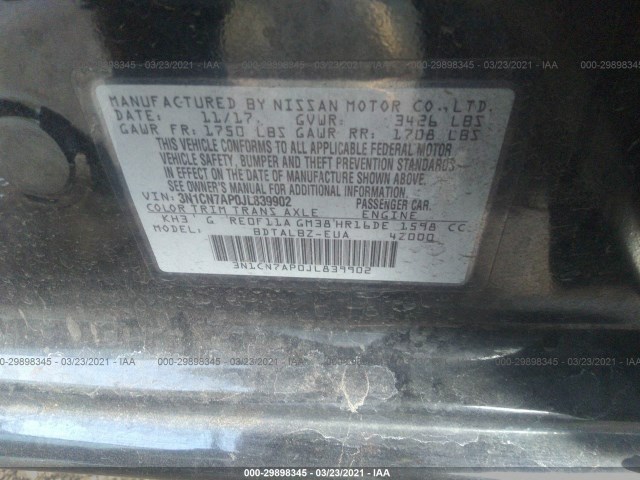 Photo 8 VIN: 3N1CN7AP0JL839902 - NISSAN VERSA SEDAN 