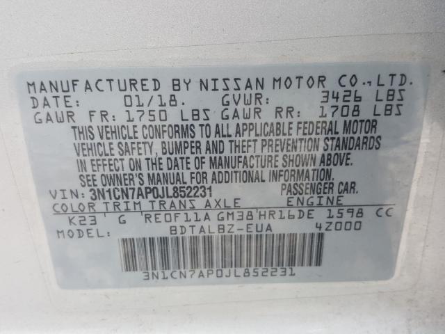 Photo 9 VIN: 3N1CN7AP0JL852231 - NISSAN VERSA S 