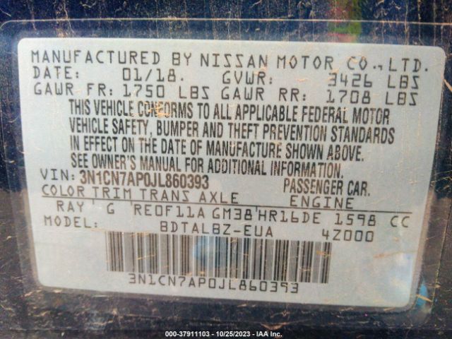 Photo 8 VIN: 3N1CN7AP0JL860393 - NISSAN VERSA 