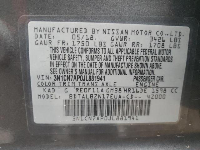 Photo 12 VIN: 3N1CN7AP0JL881941 - NISSAN VERSA 