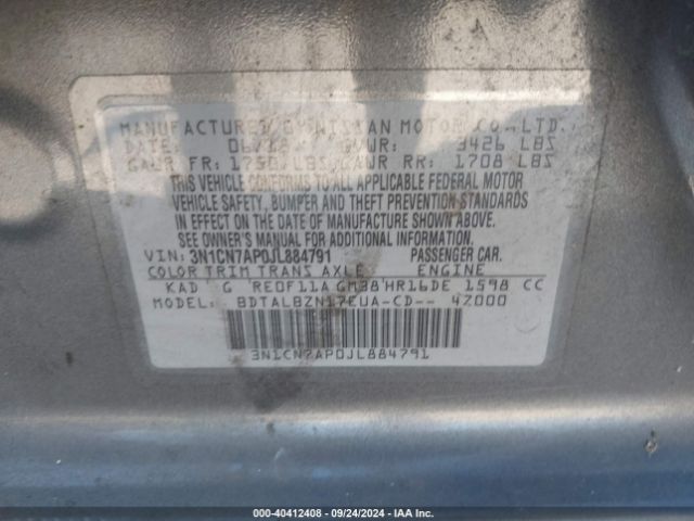 Photo 8 VIN: 3N1CN7AP0JL884791 - NISSAN VERSA 