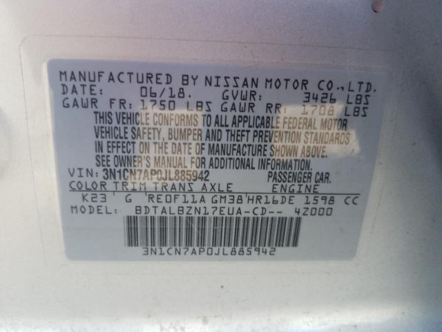 Photo 9 VIN: 3N1CN7AP0JL885942 - NISSAN VERSA S 