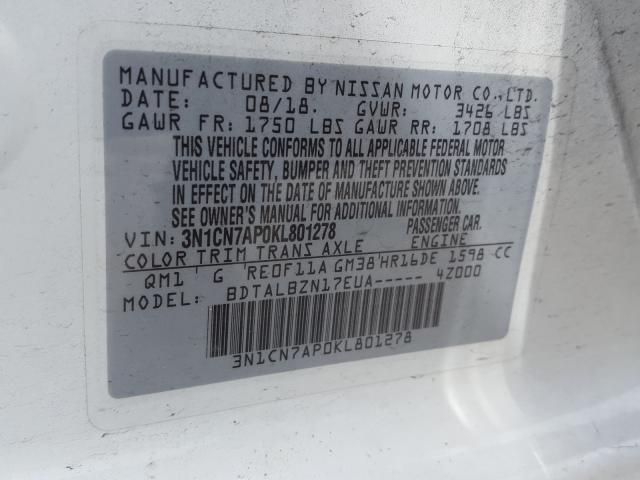 Photo 9 VIN: 3N1CN7AP0KL801278 - NISSAN VERSA S 