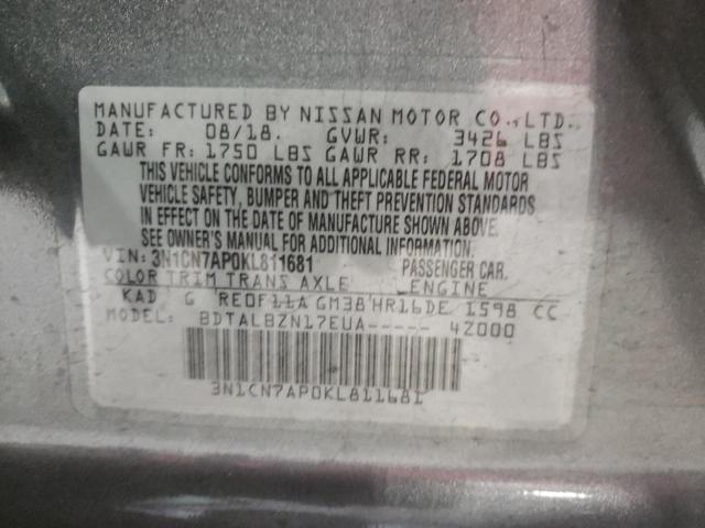 Photo 9 VIN: 3N1CN7AP0KL811681 - NISSAN VERSA S 