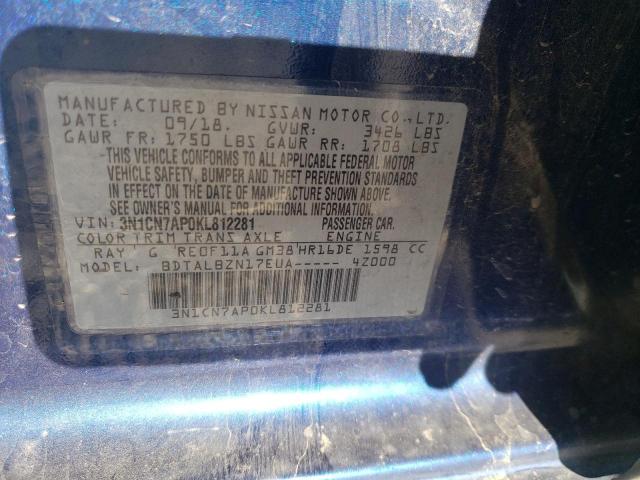 Photo 9 VIN: 3N1CN7AP0KL812281 - NISSAN VERSA S 