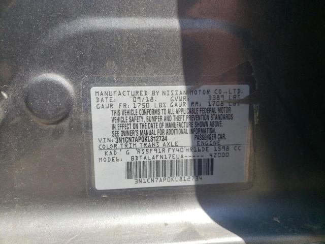 Photo 9 VIN: 3N1CN7AP0KL812734 - NISSAN VERSA S 