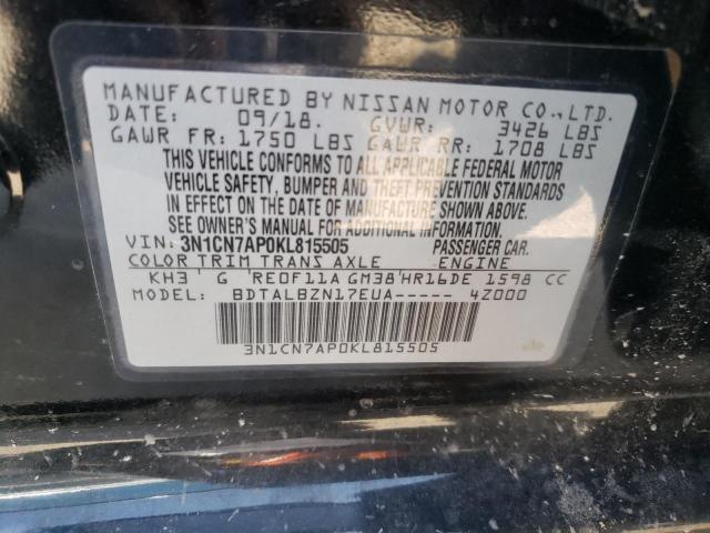 Photo 9 VIN: 3N1CN7AP0KL815505 - NISSAN VERSA S 