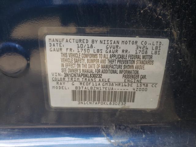 Photo 9 VIN: 3N1CN7AP0KL830232 - NISSAN VERSA S 