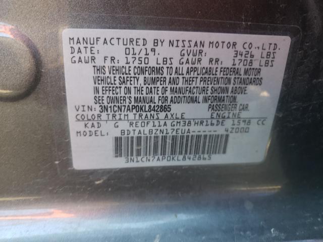 Photo 9 VIN: 3N1CN7AP0KL842865 - NISSAN VERSA S 