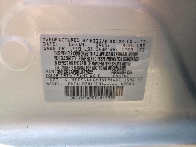 Photo 9 VIN: 3N1CN7AP0KL847922 - NISSAN VERSA S 